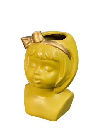 Кашпо голова девочки с бантиком